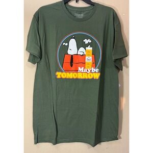 Peanuts Snoopy T-Shirt Men Large Maybe Tomorrow Graphic Tee Cotton NEW